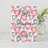 Invitation Coeurs brisés en rouge et gris sur blanc (Debout devant)