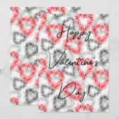 Invitation Coeurs brisés en rouge et gris sur blanc (Devant / Derrière)