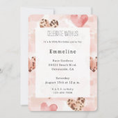 Invitation Coeurs Brown roses Leopard Poster de animal Annive (Devant)