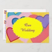 Invitation Coeurs colorés Couché Personnalisé Mariage Invitat (Devant / Derrière)