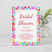 Invitation Coeurs colorés mignons motif douche nuptiale (Debout devant)