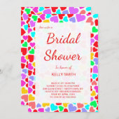 Invitation Coeurs colorés mignons motif douche nuptiale (Devant / Derrière)