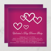 Invitation Coeurs d'amour blancs sur la fête des Valentines r (Devant / Derrière)