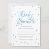 Invitation Cœurs d'amour bleus pour bébé garçon Sprinkle Show (Devant)