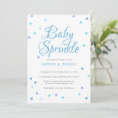 Invitation Cœurs d'amour bleus pour bébé garçon Sprinkle Show (Debout devant)