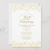 Invitation Cœurs d'amour dorés pour 50e anniversaire (Devant)