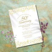 Invitation Cœurs d'amour dorés pour 50e anniversaire
