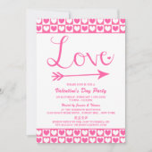 Invitation Coeurs d'amour rose et blanc Saint Valentin (Devant)