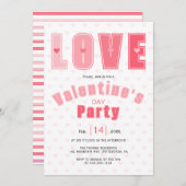 Invitation Coeurs d'AMOUR rose moderne Valentines Fête (Devant / Derrière)