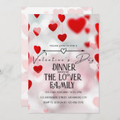 Invitation Coeurs d'amour rose Saint Valentin (Devant / Derrière)