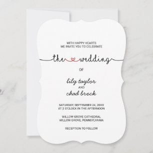 Invitation Coeurs d'amour rouge Le Mariage de
