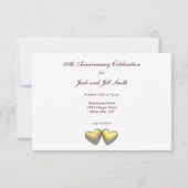 Invitation Cœurs d'anniversaire de mariage dorés (Dos)