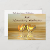 Invitation Cœurs d'anniversaire de mariage dorés (Devant / Derrière)