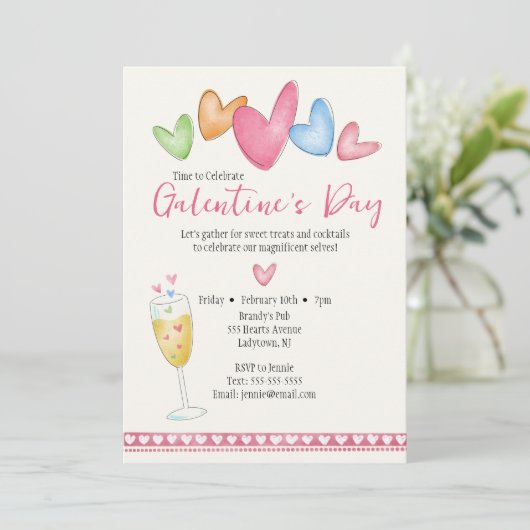 Invitation Coeurs d'aquarelle de la Saint-Galentin (Debout devant)