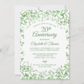 Invitation Coeurs d'aquarelle verte 20e anniversaire de Maria (Devant)