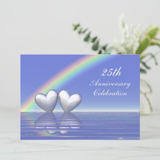 Invitation Cœurs d'argent pour le 25e anniversaire (Debout devant)