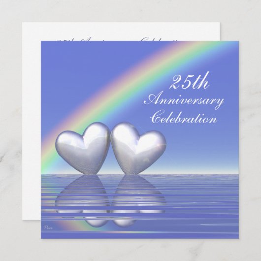 Invitation Cœurs d'Argent pour le 25ème Anniversaire (Devant / Derrière)