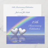 Invitation Cœurs d'argent pour les 25 ans de mariage (Devant / Derrière)
