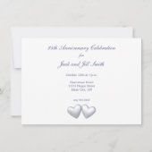 Invitation Cœurs d'argent pour les 25 ans de mariage (Dos)