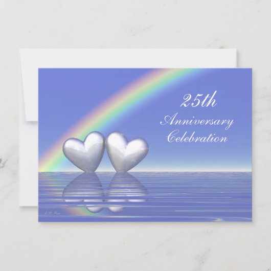 Invitation Cœurs d'argent pour les 25 ans de mariage (Devant)