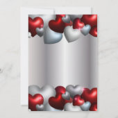 Invitation Coeurs d'argent rouge élégant Saint Valentin (Dos)