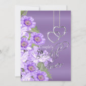 Invitation Coeurs d'argent sur la satin mauve de la lavande - (Devant)
