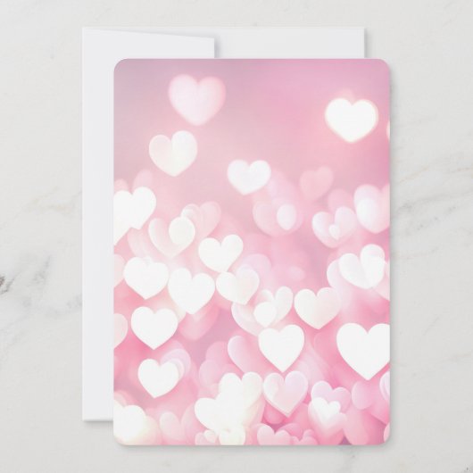 Invitation Coeurs De Bokeh mariage Rose Et Blanc (Dos)