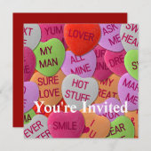 Invitation Coeurs De Bonbons À Dire Doux (Devant / Derrière)