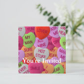 Invitation Coeurs De Bonbons À Dire Doux (Debout devant)