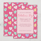 Invitation Cœurs de bonbons rétro de la Saint-Valentin sur fo (Devant / Derrière)