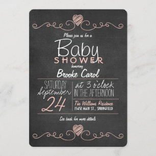 Invitation Coeurs de calcaire rose et blanc; Baby shower de t