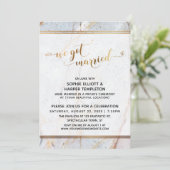 Invitation Cœurs de calligraphie de mariage de marbre doré (Debout devant)