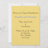 Invitation Cœurs de coucher de soleil jaune bleu Monogramme E (Dos)