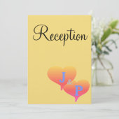 Invitation Cœurs de coucher de soleil Jaune Douceur Bleu Mono (Debout devant)