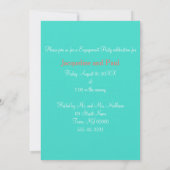 Invitation Cœurs de coucher de soleil Turquoise Corail Monogr (Dos)
