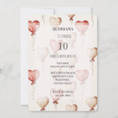 Invitation Coeurs de crème rouge Ballons Anniversaire (Devant)