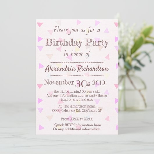 Invitation Cœurs de Cupcake Kawaii rose (Debout devant)