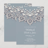 Invitation Cœurs de dentelle blanche charme romantique mariag (Devant / Derrière)