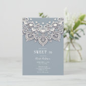 Invitation Coeurs de dentelle blanche Charme romantique Sweet (Debout devant)