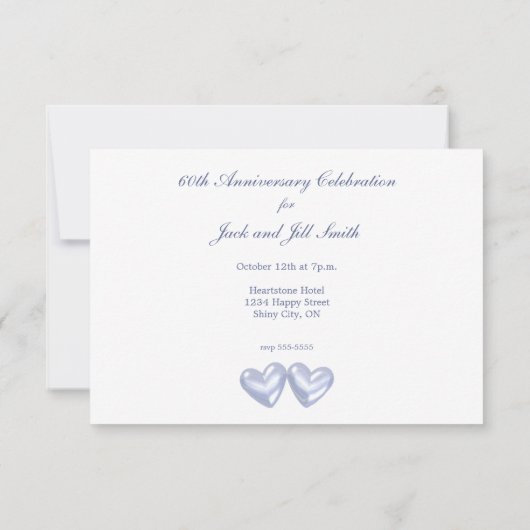 Invitation Cœurs de diamant 60e anniversaire (Dos)