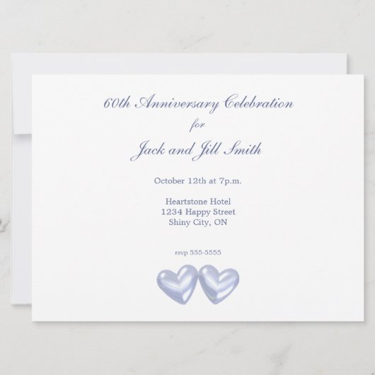 Invitation Cœurs de diamant 60e anniversaire (Dos)
