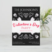 Invitation Coeurs de fête moderne Valentines Jour Noir et Bla (Debout devant)