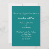 Invitation Cœurs de fiançailles Monogramme Vert sarcelle au c (Dos)