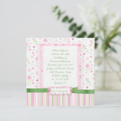 Invitation Coeurs de fleurs vertes roses pour filles Annivers (Debout devant)
