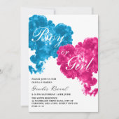 Invitation Coeurs de fumée rose et bleu Bébé Genre Révélation (Devant)