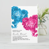 Invitation Coeurs de fumée rose et bleu Bébé Genre Révélation (Debout devant)