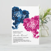 Invitation Coeurs de fumée rose et bleu Bébé Genre Révélation (Debout devant)