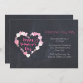 Invitation Coeurs de gloire en rose Saint-Valentin (Devant / Derrière)