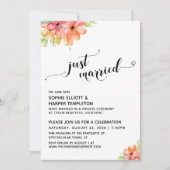 Invitation Cœurs de jeunes mariés Script Fleurs aquarelle (Devant)