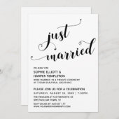 Invitation Coeurs de jeunes mariés typographie réception uniq (Devant / Derrière)